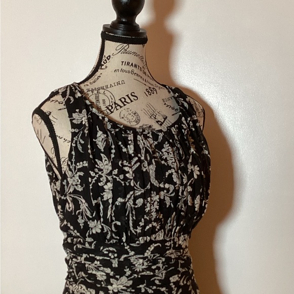 🩵NWT🩵 Studio 1940 Maxi Sleeveless Dress Womens 6 Black Floral Lined Tie Zipper - Picture 2 of 7